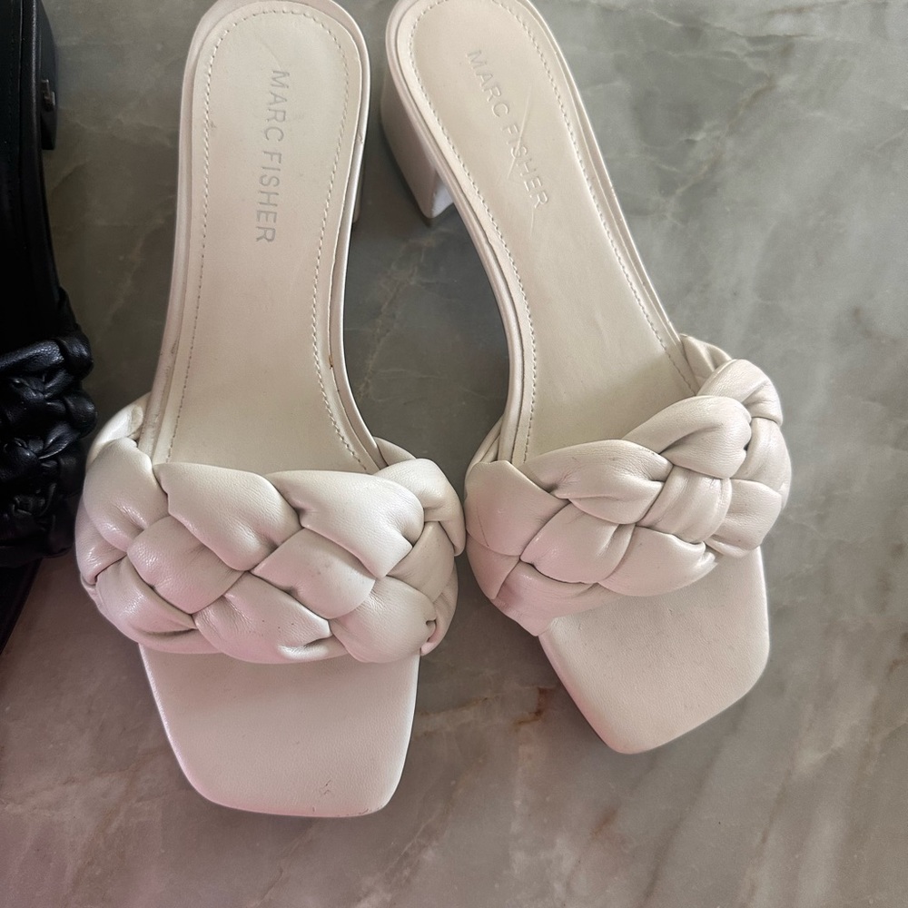 Marc Fisher Women's White Braided Sandals Size 6. Comes with additional pair